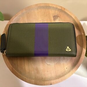 Orla Kiely Forget Me Not Wallet - Shiny Stripe Spruce Purple